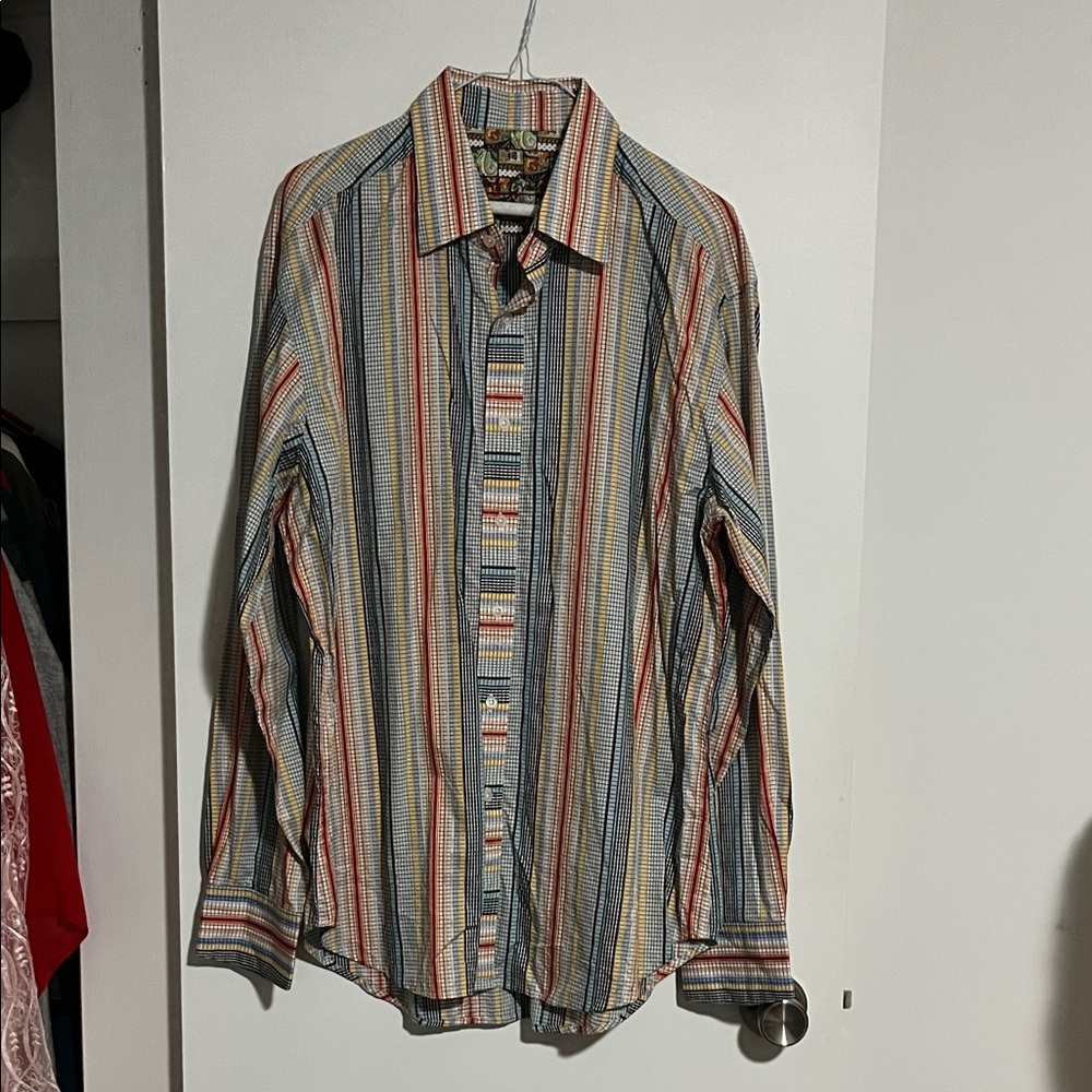 Source Unknown Vibrant Striped Button Down Shirt
